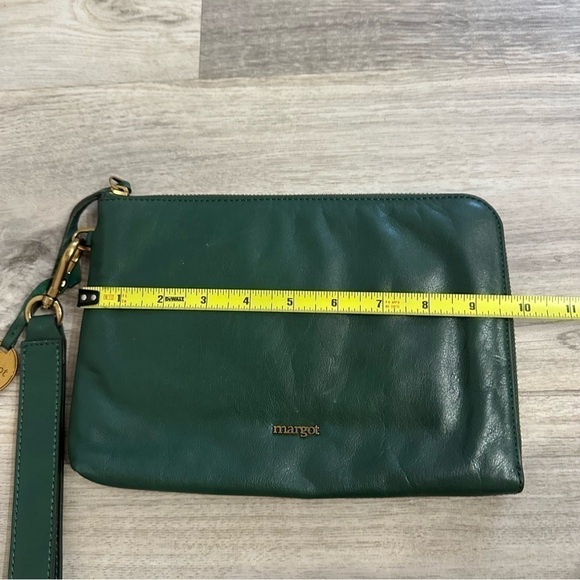 Margot New York Forest Green Leather Clutch wristlet large wallet - Picture 2 of 9